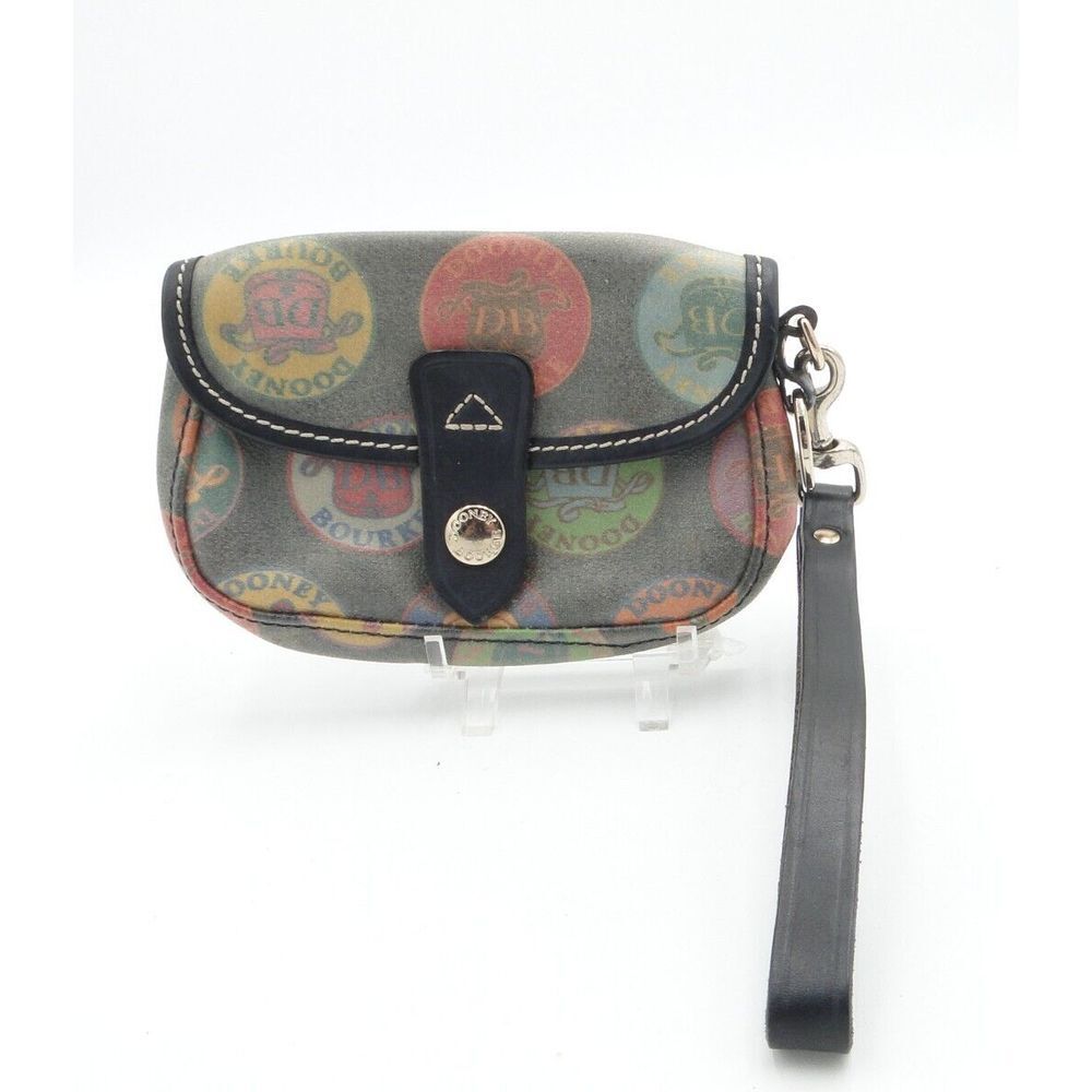 Vintage Dooney & Bourke Logo Small Wristlet Multicolor